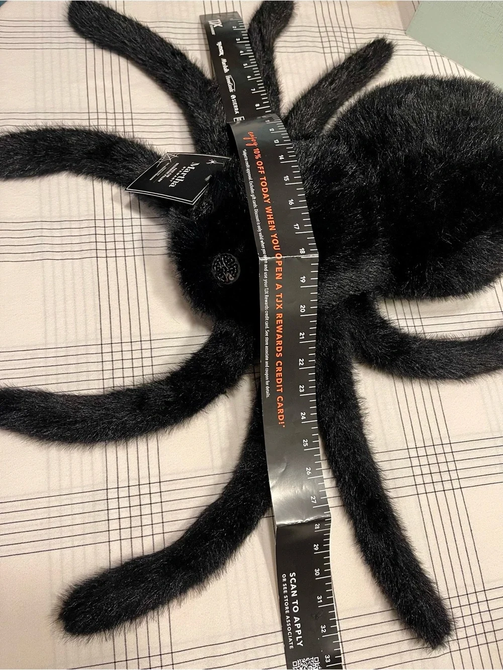 NWT MARTHA STEWART FAUX FUR Plush Black Fuzzy Spider Decor HALLOWEEN